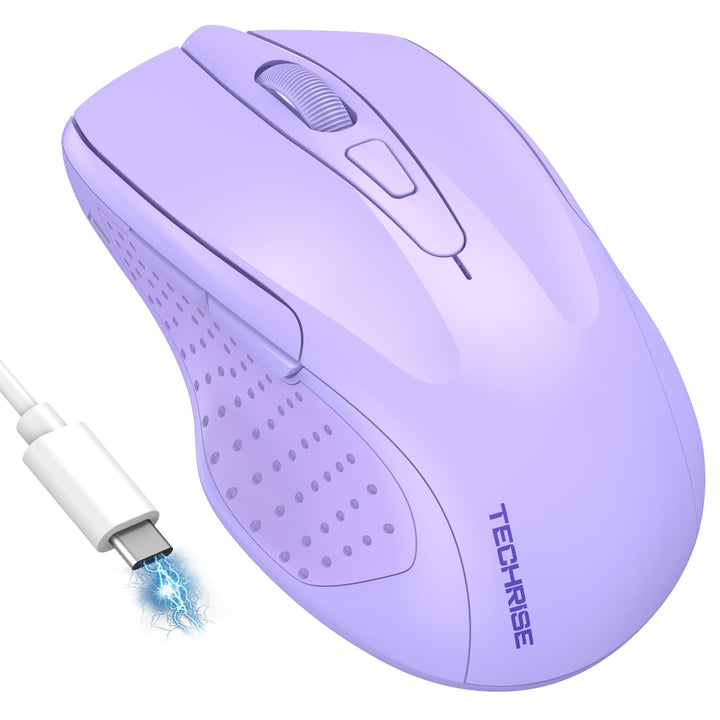 TechRise Bluetooth Maus, 2.4G Maus Kabellos (BT 5.0/3.0 + 2.4G) 4800 DPI Wiederaufladbare Ergonomisc