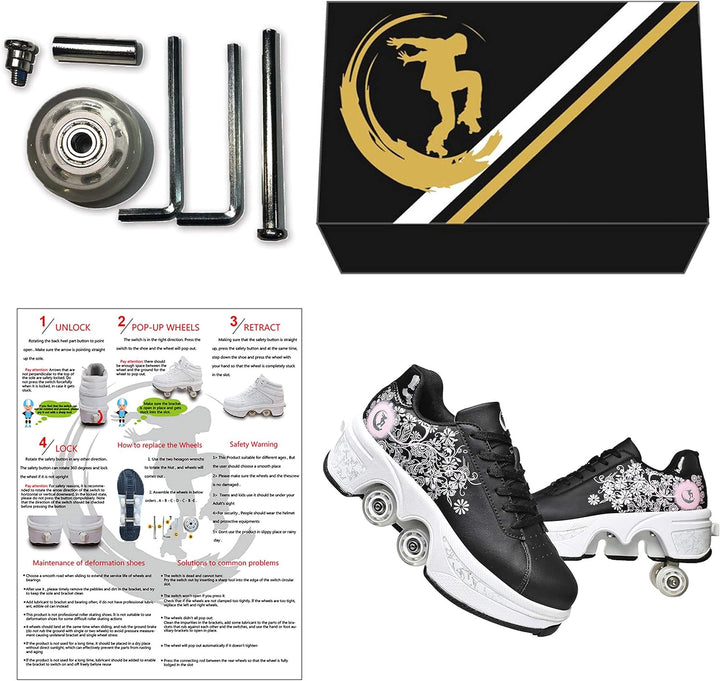 Roller Skate Shoes Rollschuhe Schuhe Mit Rollen Skateboardschuhe,Inline-Skate, verstellbar Damen Sch