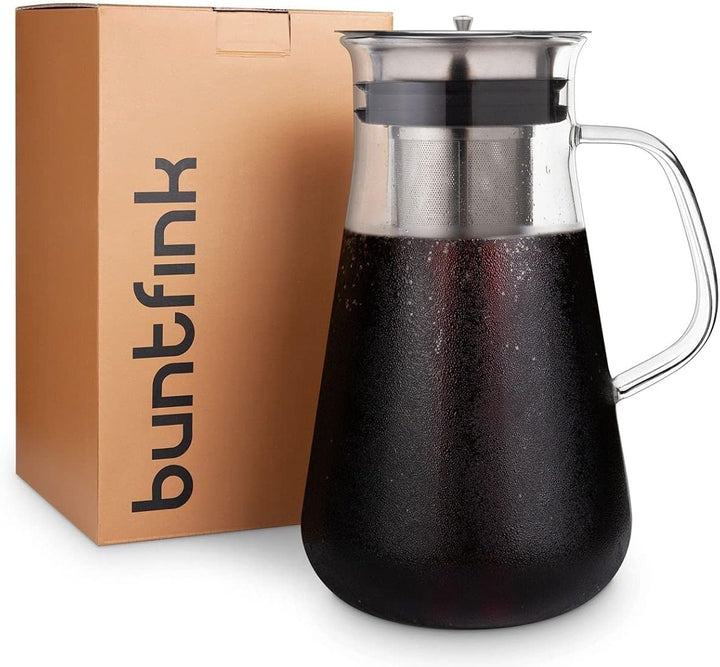 buntfink MultiPitcher 3-in-1 Kaffeebereiter für Cold Brew Coffee | Glaskaraffe 1,5 L | Wasserkaraffe