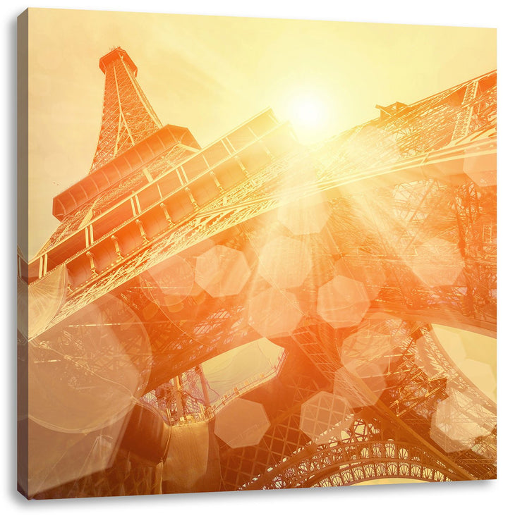 Pixxprint Der Eiffelturm im Sonnenschein, Format: 70x70 auf Leinwand, 70x70