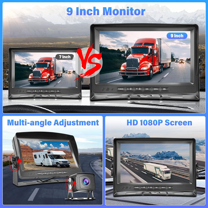 DVR 1080P Auto Rückfahrkamera Monitor Set 9 Zoll LCD Monitor Weitwinkel Nachtsicht IP69 Wasserdicht