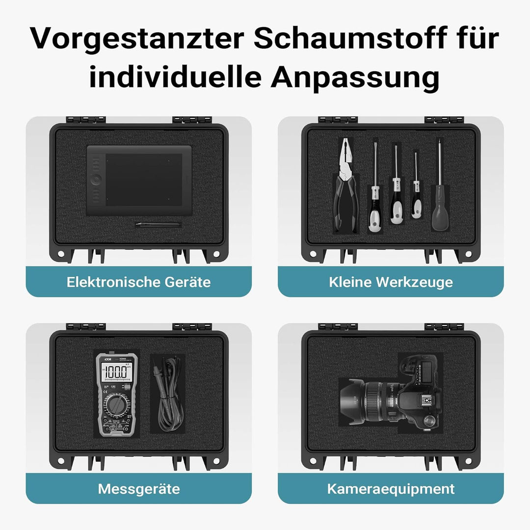 Wiltec Universalkoffer 21,9 x 18,5 x 15,4 cm, wasserdichter Transportkoffer, Schutzkoffer aus PP und