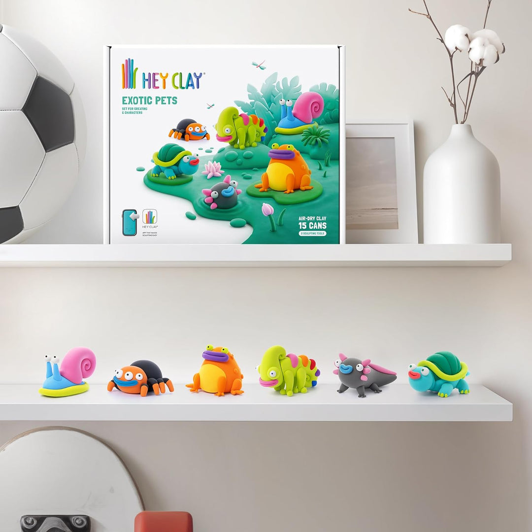 HEY CLAY - 15 Dosen lufttrocknende Knete für Kinder ab 3 Jahren - Kreatives Bastelset - Modelliermas