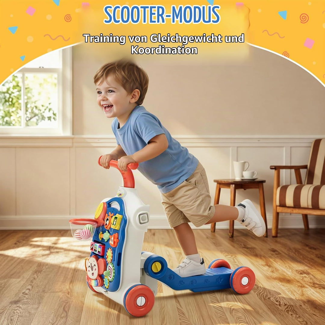 HYES 5 in 1 Lauflernwagen, Baby Spiel und Lauflernhilfe mit Musik und Abnehmbarem Spielboard, Laufwa