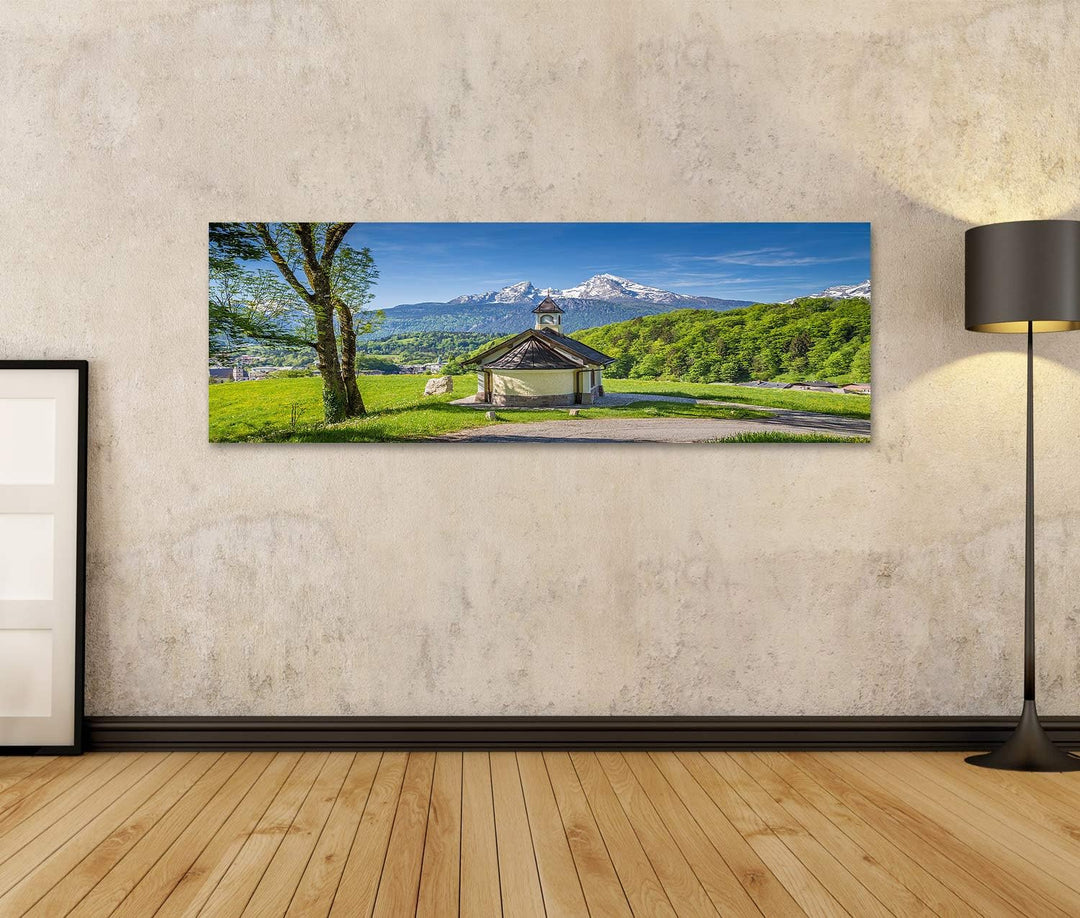 islandburner Bild auf Leinwand Schöne Aussicht Berühmte Kapelle Lockstein Berg Watzmann Nationalpark