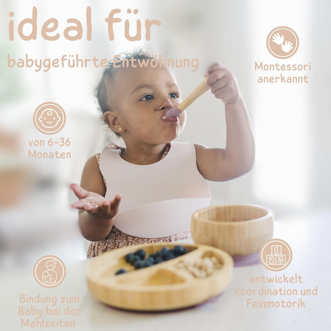 Bubba Bear Kindergeschirr-Set | Kinderteller mit Saugnapf | Geschirrset für Kleinkinder | Unterteilt