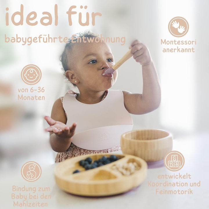 Bubba Bear Kindergeschirr-Set | Kinderteller mit Saugnapf | Geschirrset für Kleinkinder | Unterteilt