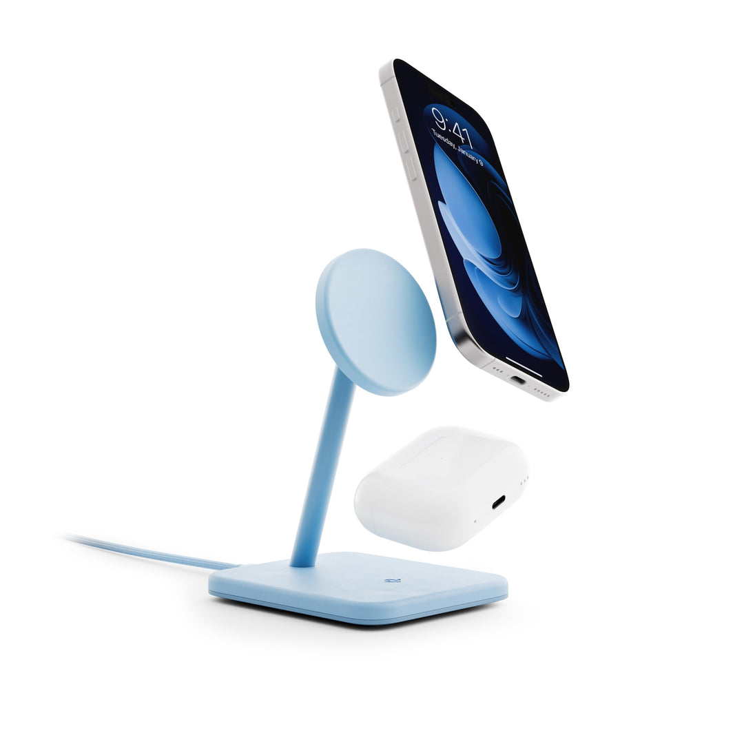 Twelve South HiRise 2 Deluxe 2-in-1 Kabellose Ladestation für Apple Geräte Qi2 MagSafe Ladegerät, Sc