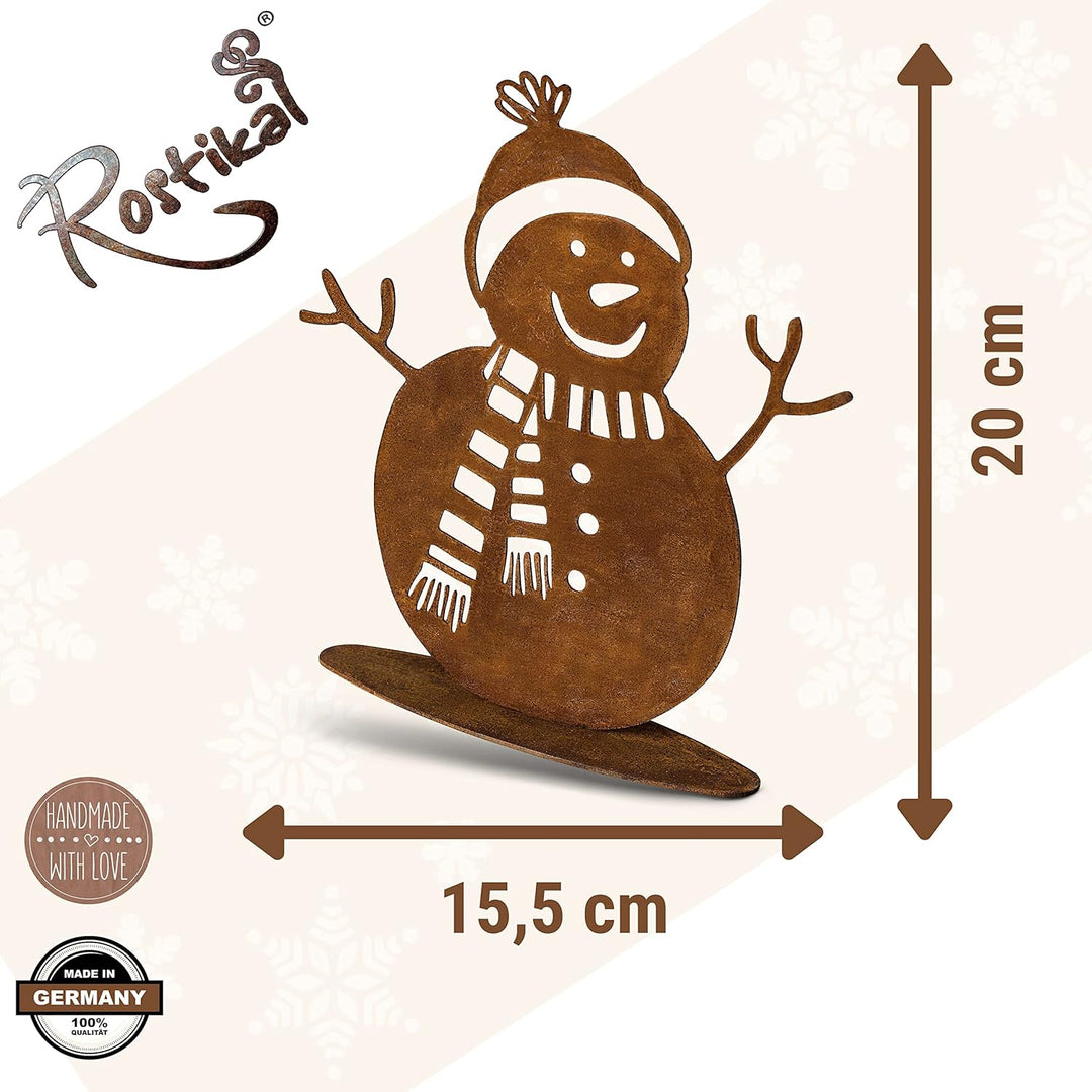 Rostikal | Winterdeko Schneemann Rost Gartendeko Weihnachten | 20 cm hoch