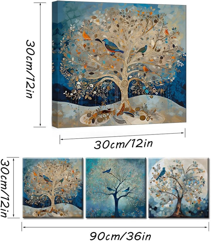 Piy Painting Blauer Baum Leinwandbild Abstrakte Moderne Wohnzimmerbilder Kunstdrücke auf Leinwand Um