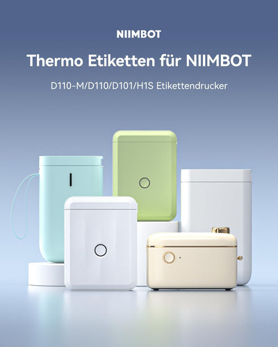 NIIMBOT Etiketten Selbstklebender Etikettenband für D110/D11/D101 Etikettendrucker, 12 x 40mm (0,47'