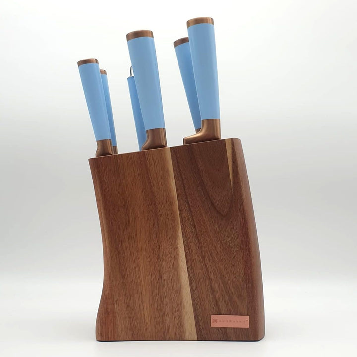 Küchenmesser Messerset mit Luxus- Holz Messerblock - 7-tlg EB 11029 Edenberg (Blau), Blau