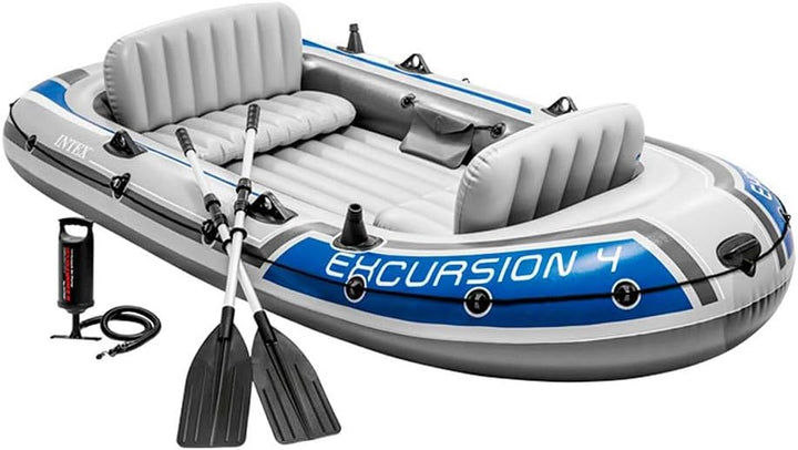 Intex Excursion 4 Set Schlauchboot - 315 x 165 x 43 cm - 3-teilig - Grau / Blau Single, Single