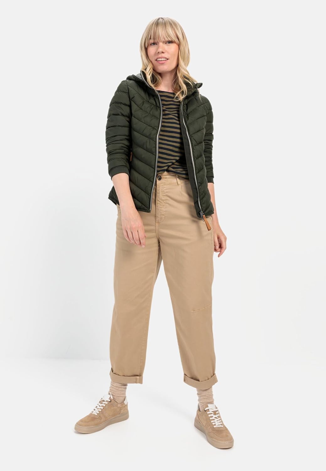 camel active Damen Steppjacke aus recyceltem Polyester 34 Dunkelgrün, 34 Dunkelgrün