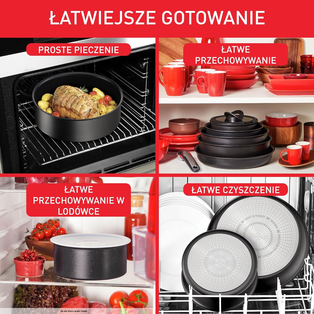 Tefal L3959053 Ingenio Unlimited On Töpfe- und Pfannen-Set, stapelbar, abnehmbarer Griff, platzspare