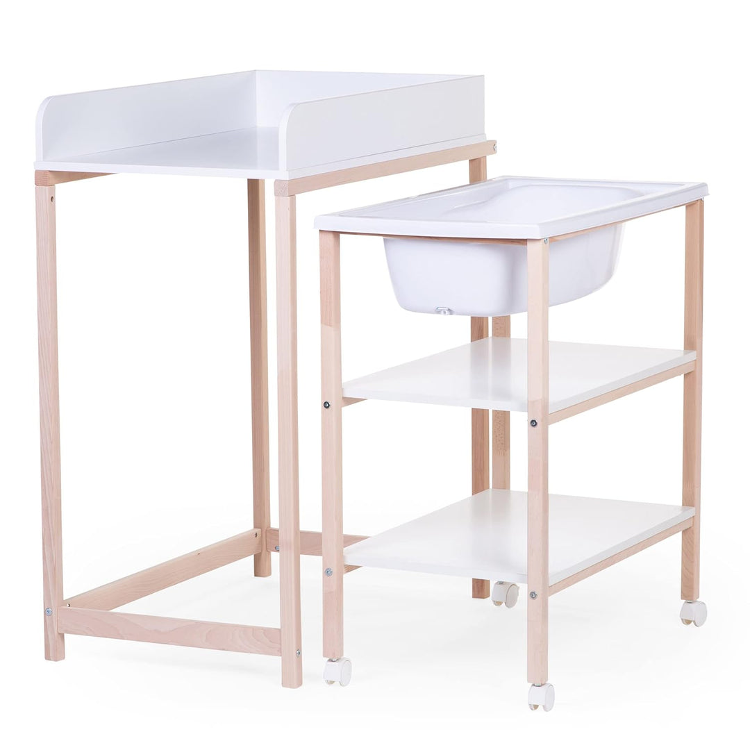 Chilldhomme, Wickeltisch mit Badewanne, Räder erleichtern das Verschieben, Wechseleinheit, robust, o