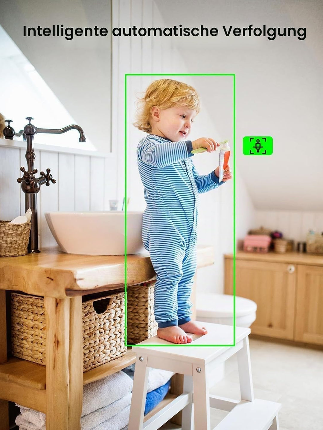 2K 3MP Überwachungskamera Innen, 2,4/5GHz WiFi,360° PT Innenkamera mit 32GB Karte,mit IR Nachtsicht,
