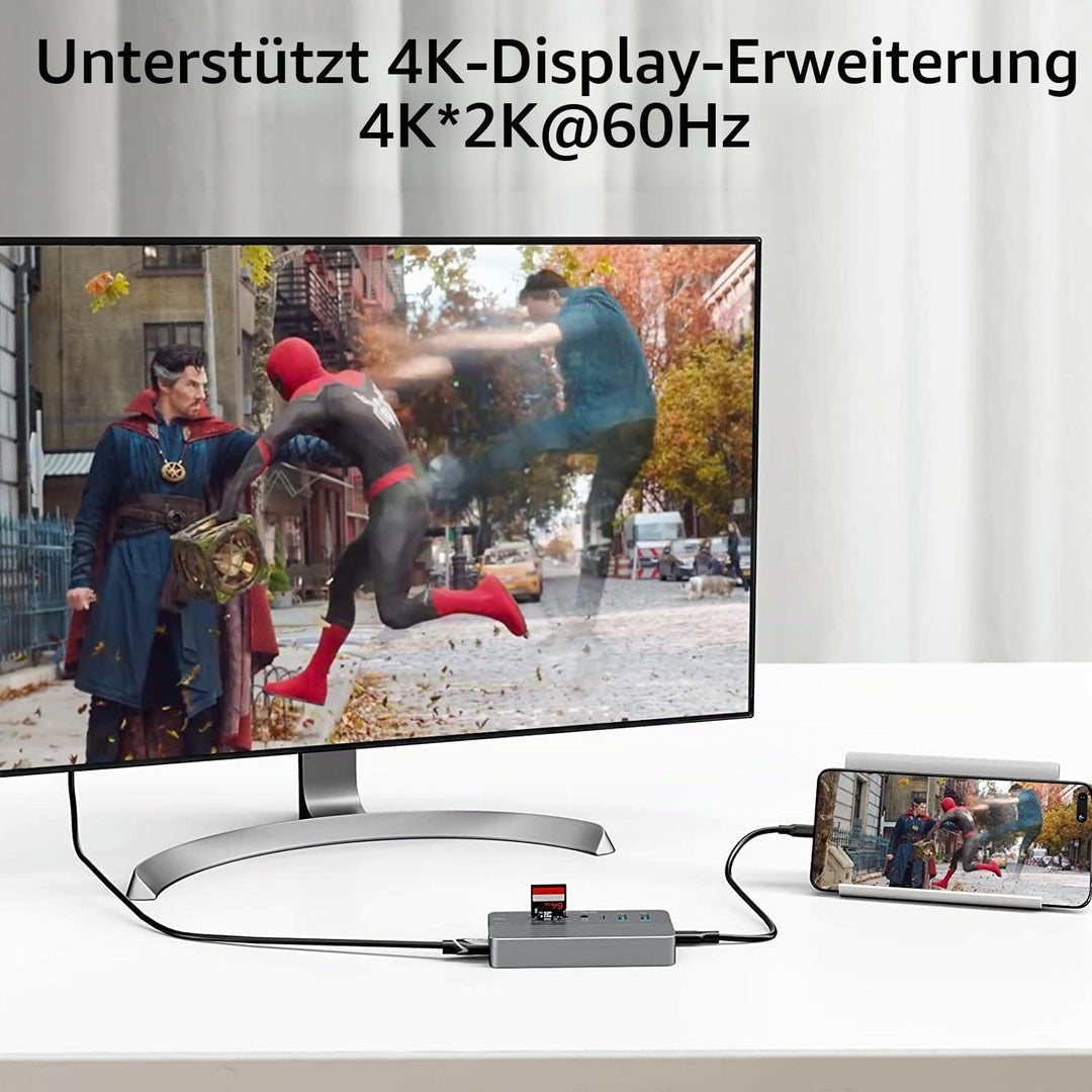USB-C Hub mit Festplattengehäuse, 10 in 1 USB C Hub Adapter mit M.2 SSD externem Festplattengehäuse,