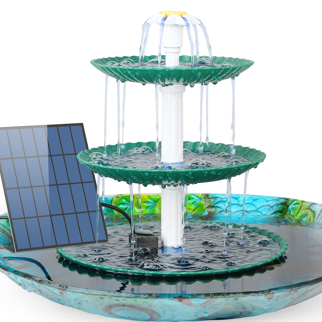AISITIN DIY Brunnen, Vogeltränke Sets mit 3,5W Solar Springbrunnen, Vogelbad und DIY Solarbrunnen Ab