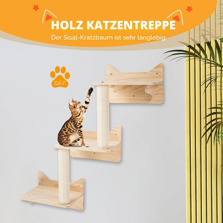 LADVATKIN Katzen Wandregale, Katzenwandmöbel Set, Katzenregale und Sitzstangen für Wand, Kletterrega