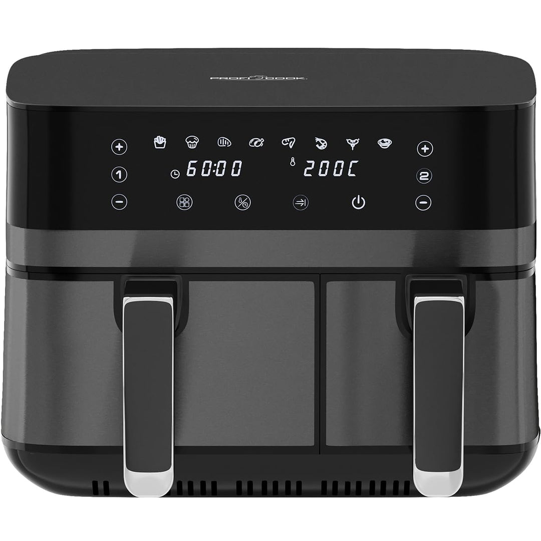 ProfiCook® Heissluftfritteuse mit Zeitgleich-fertig-System | 9 Liter | Heissluftfritteuse 2 Kammern