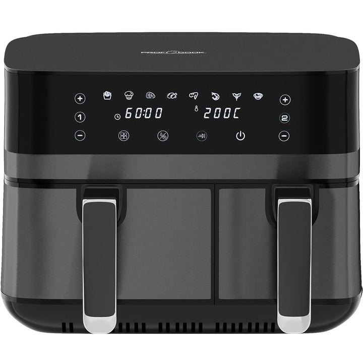ProfiCook® Heissluftfritteuse mit Zeitgleich-fertig-System | 9 Liter | Heissluftfritteuse 2 Kammern