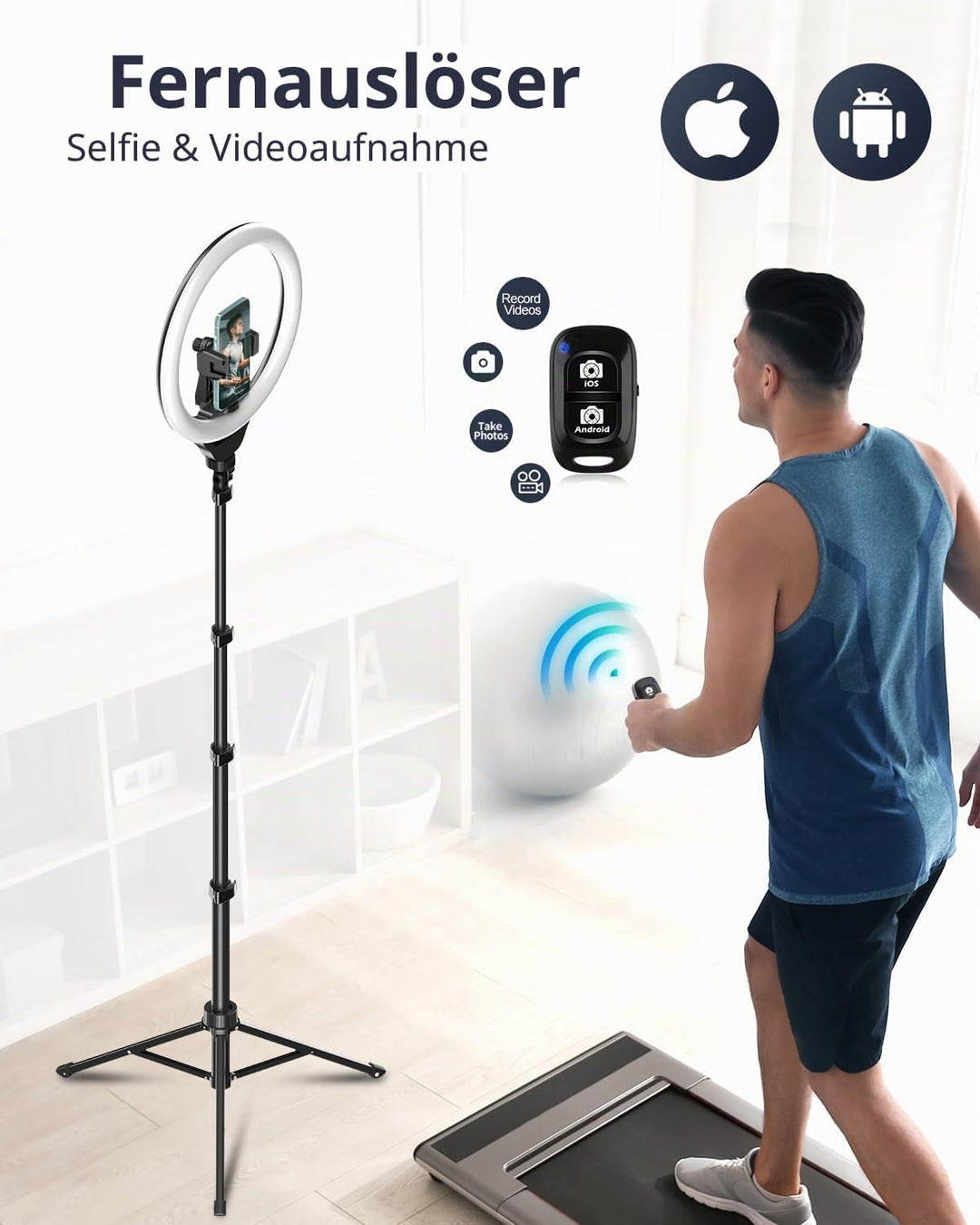 UBeesize Ringlicht mit Stativ, 12 Zoll Selfie Ringlicht mit 62 Zoll Stativ Ständer für Videoaufnahme