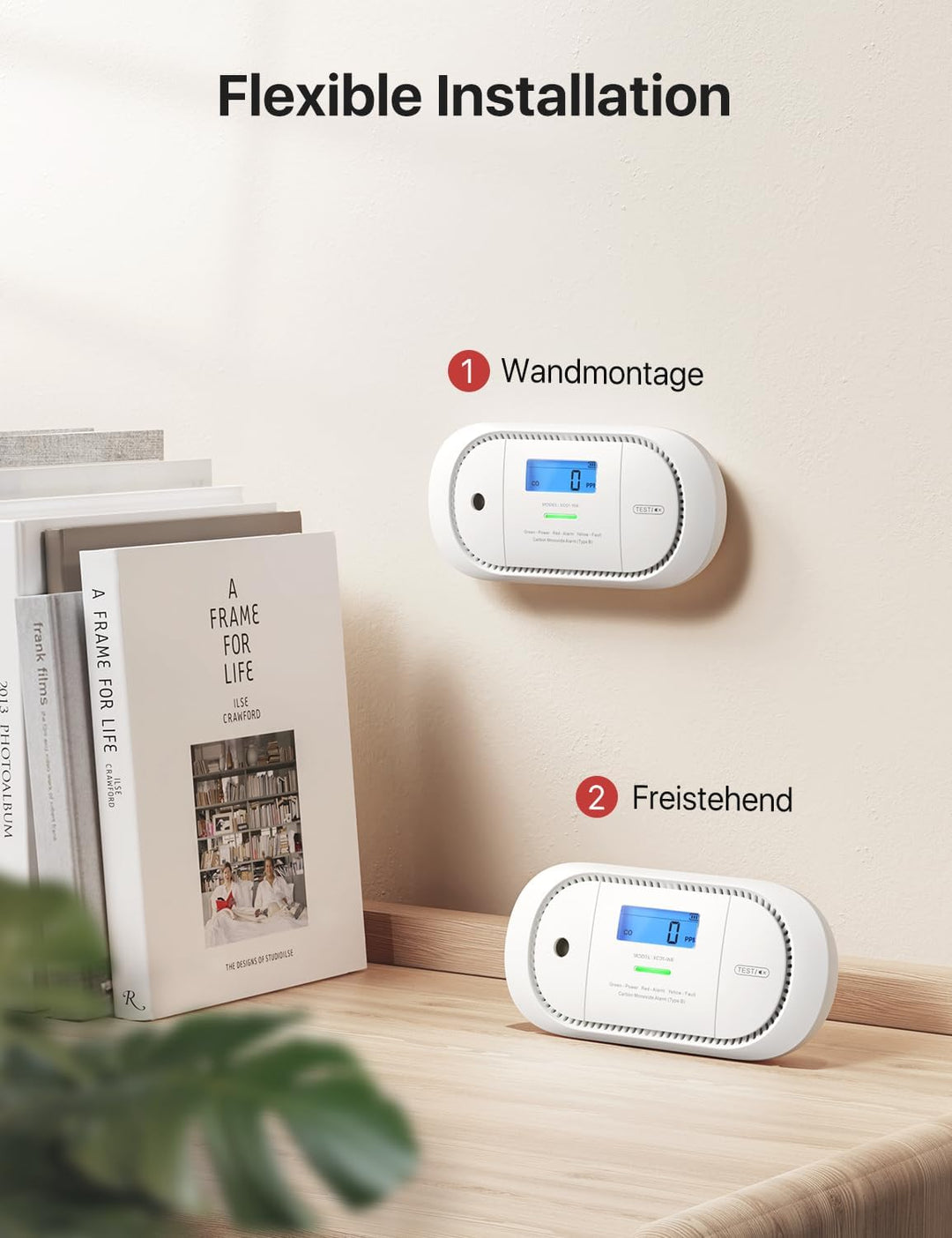 X-Sense Funkvernetzter CO Melder mit austauschbarer Batterie, Kohlenmonoxid Melder, LCD-Display und
