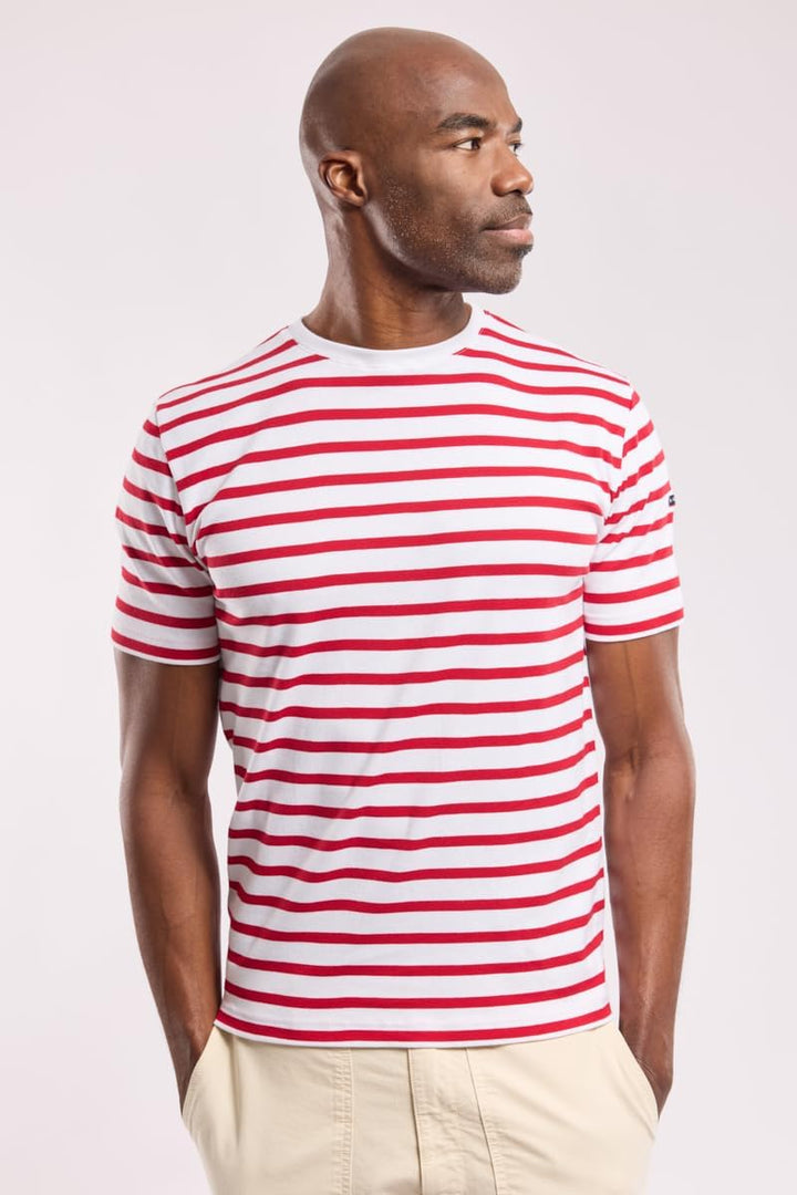 Armor Lux Herren Morgat T-Shirt S Mehrfarbig (Blanc/Braise 320), S Mehrfarbig (Blanc/Braise 320)