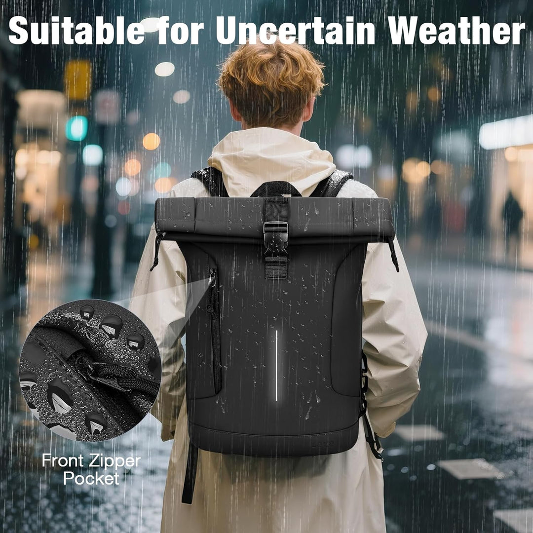 Rolltop Rucksack Herren Damen, Wasserdicht Laptop Schulrucksack mit 17 Zoll Laptopfach, Gross Reiser