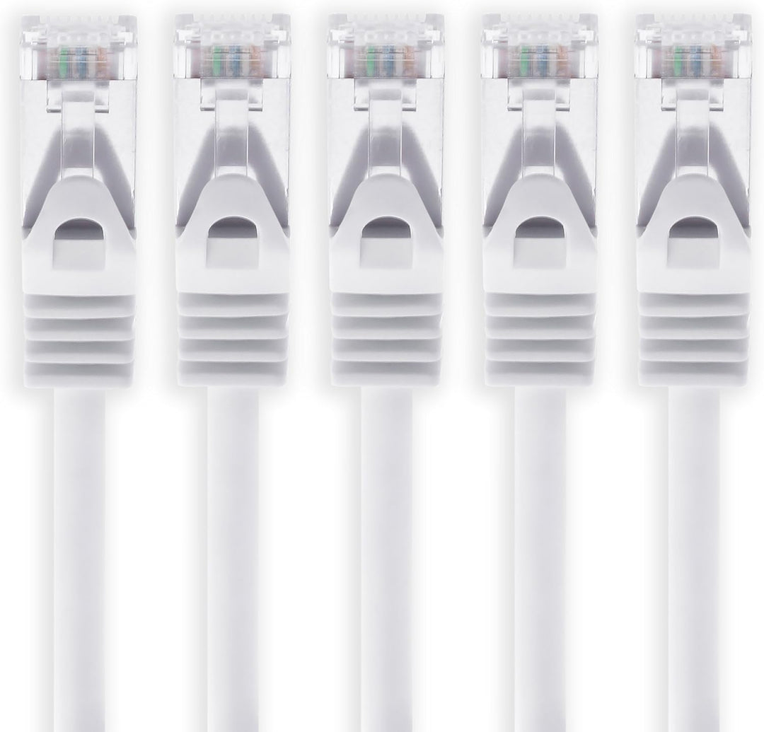 1aTTack.de 7,5m - weiss - 5 Stück CAT.7 Netzwerkkabel Sftp (Rohkabel) Patchkabel (SET) 10000Mbit/s -