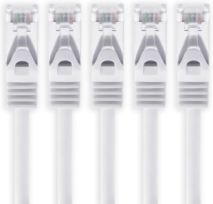 1aTTack.de 7,5m - weiss - 5 Stück CAT.7 Netzwerkkabel Sftp (Rohkabel) Patchkabel (SET) 10000Mbit/s -