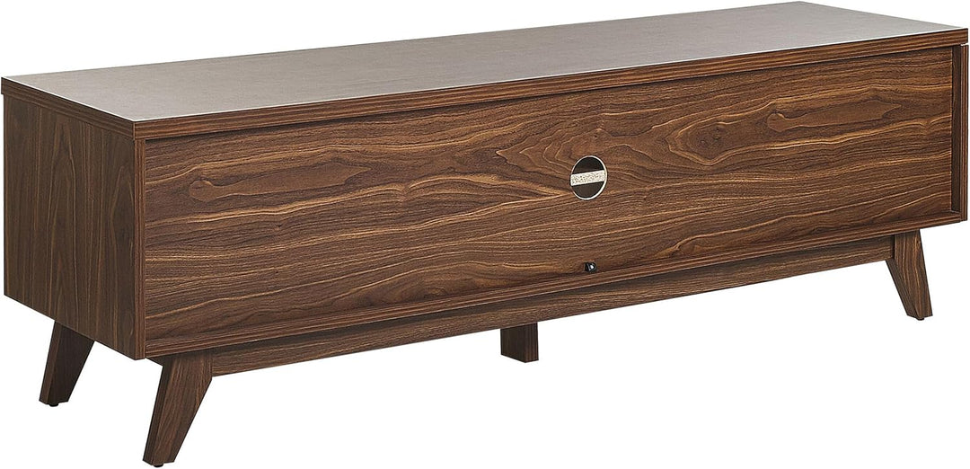 Beliani TV-Möbel dunkler Holzfarbton shwarzes geometrisches Muster Retro-Stil Prescot