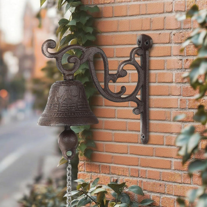Türglocke Gusseisen, Gartenglocke mit Kordel, Antikes Design, Haustür Wandglocke, Gartendeko, Outdoo