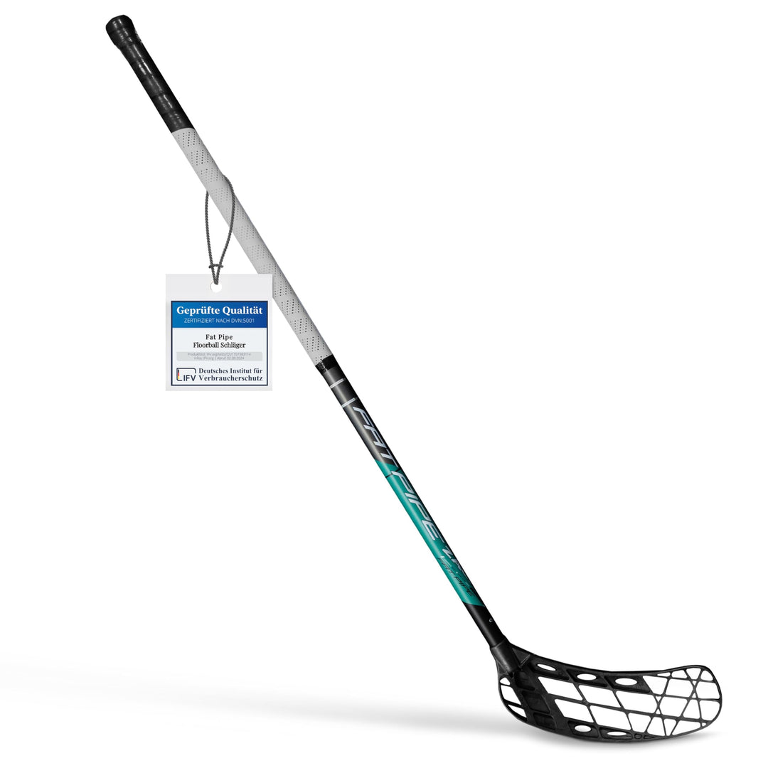 FAT PIPE Floorball Schläger Unihockey Stock Zack 33 Bone - Coral Green - IFF Zertifiziert, mit Bone