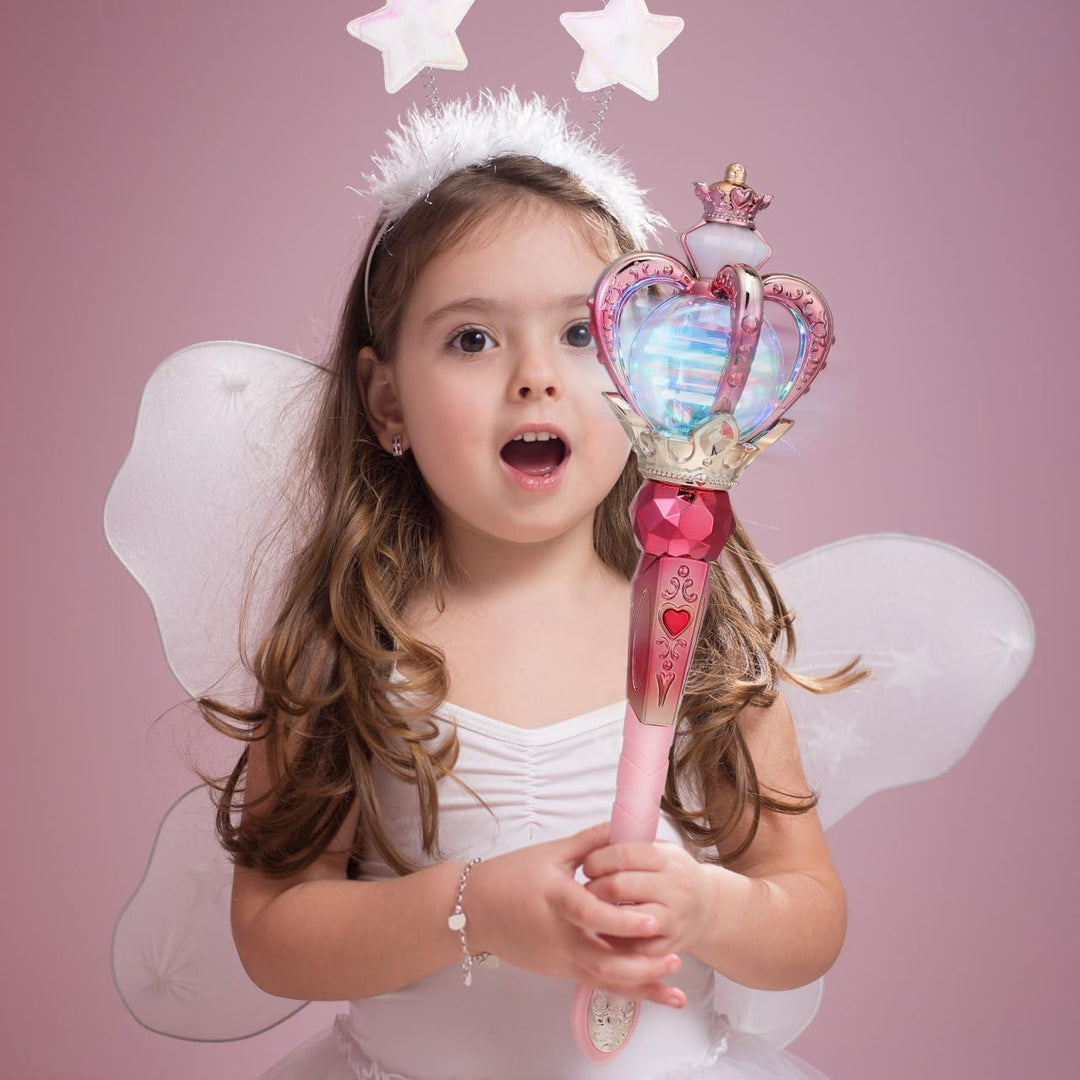 MAGICLULU Leuchtender Feenstab für Kinder - Magischer Prinzessinnen Zauberstab mit Musik & 360° Dreh