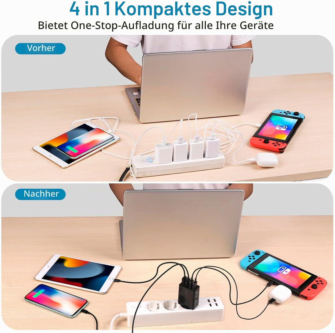 2 Stück USB Ladegerät, Insgesamt 33W Quick Charge 3.0 Schnellladegerät Mehrfach Ladestecker USB Netz