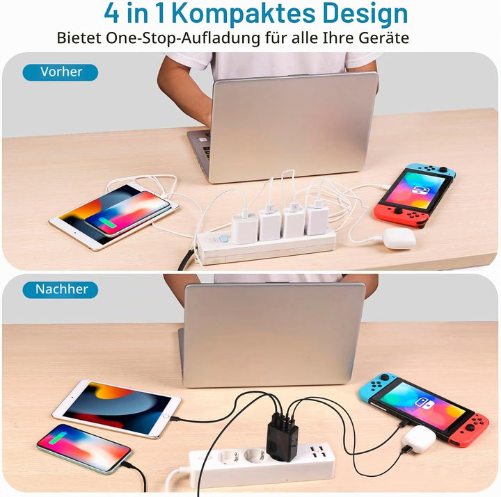 2 Stück USB Ladegerät, Insgesamt 33W Quick Charge 3.0 Schnellladegerät Mehrfach Ladestecker USB Netz