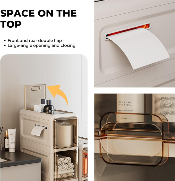 MAGIC SELECT Badezimmer-Organizer. Zusätzlicher Aufbewahrungsschrank mit Rollen für Enge Räume. Beis