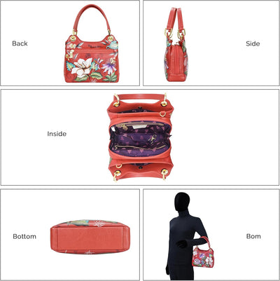Anuschka Damen Satchel with Crossbody Strap-708 Tasche Einheitsgrösse Crimson Garden, Einheitsgrösse