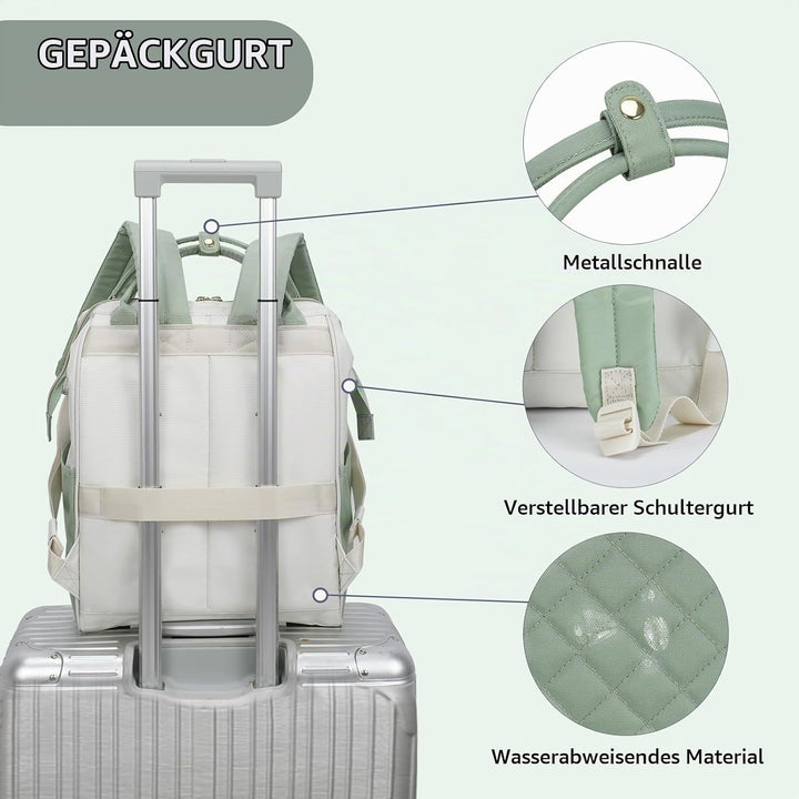 EMPSIGN Laptop Rucksack Damen 17.3 Zoll, Wasserfest Mädchen, Elegante Arbeitstasche Lehrertasche, Re
