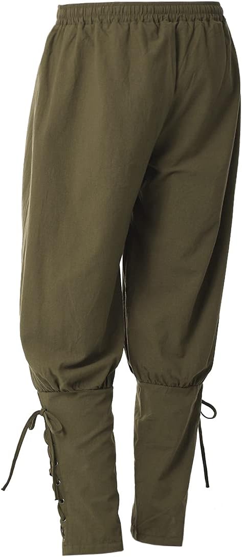 COSDREAMER Herren Mittelalterhose Wikinger Piraten Kostümhose Grau M M Grau, M Grau