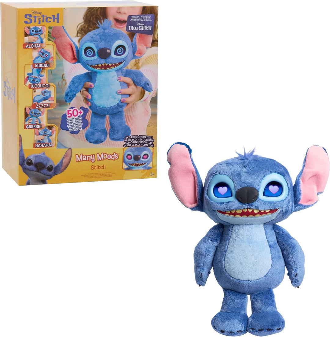 Just Play Disney Stitch Many Moods 34,3 cm grosses interaktives Plüschtier, 50+ Soundeffekte und Spr