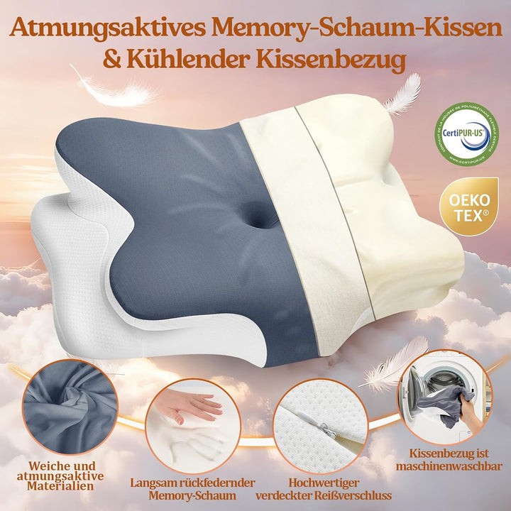 Nackenkissen Kopfkissen - Memory Foam Kissen - Stabile Nackenstütze Schlafkissen Pillows for Sleepin