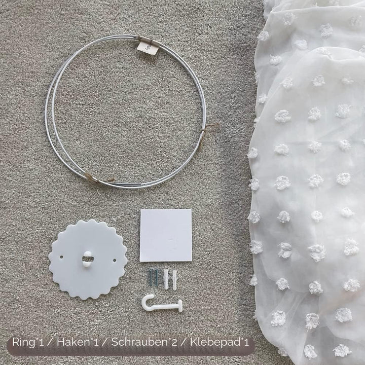 Wonder Space Elegantes Baldachin Mädchen Betthimmel mit Pompons und Moskitonetz für Kinderbett und B