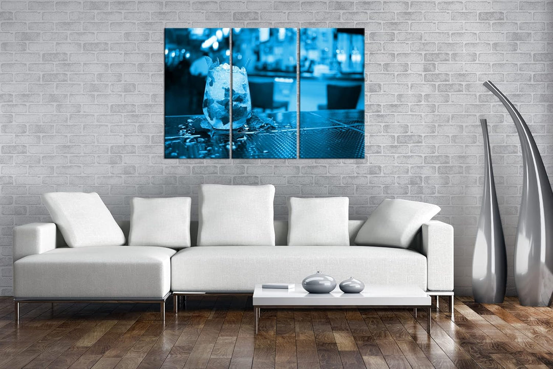appetitlicher Mojito Effekt: Zeichnung Format: 3-teilig 120x80, Motiv fertig gerahmt auf Echtholzrah