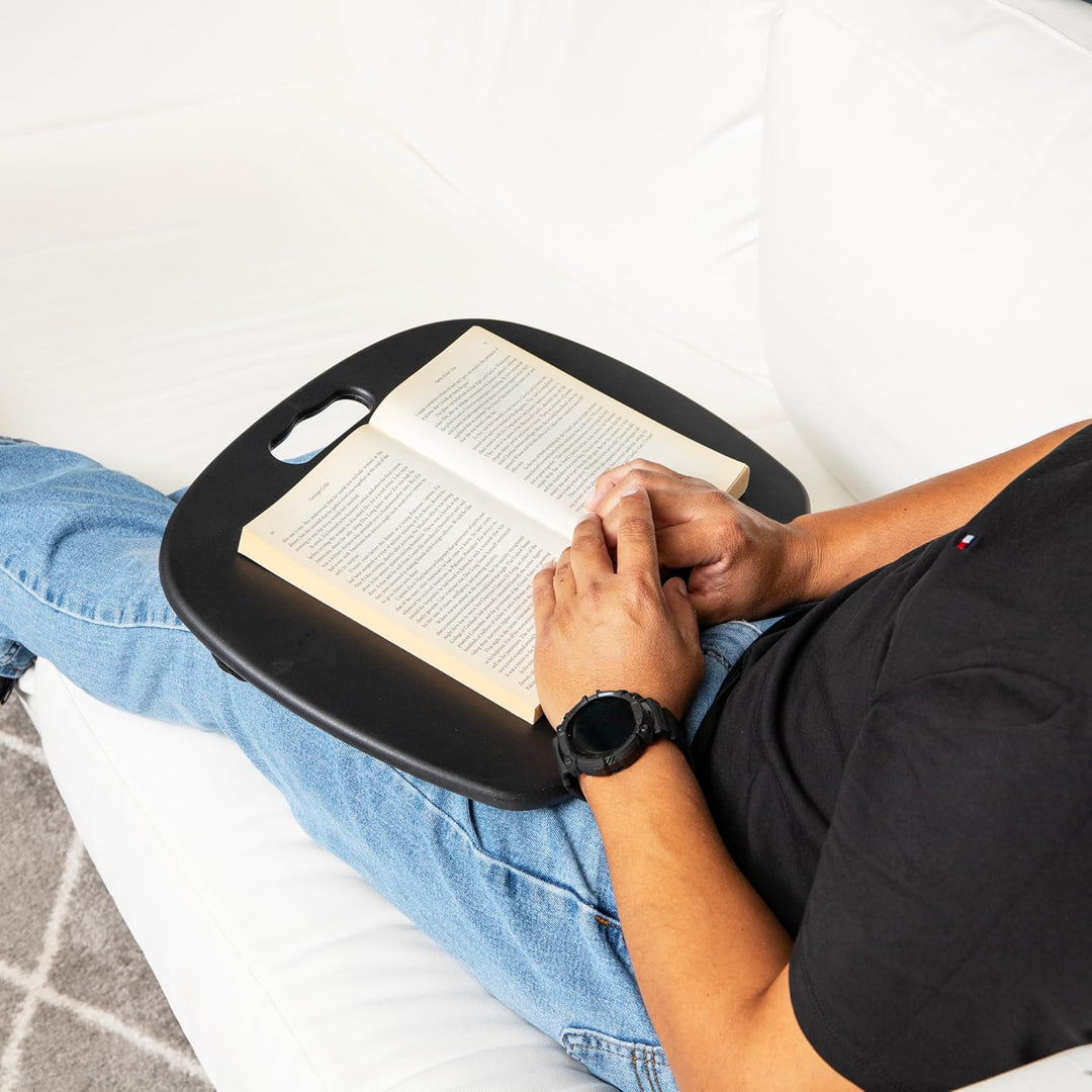 Mind Reader Tragbarer Laptop-Schreibtisch mit Griff, integriertes Kissen für Komfort, Schwarz, 12.5