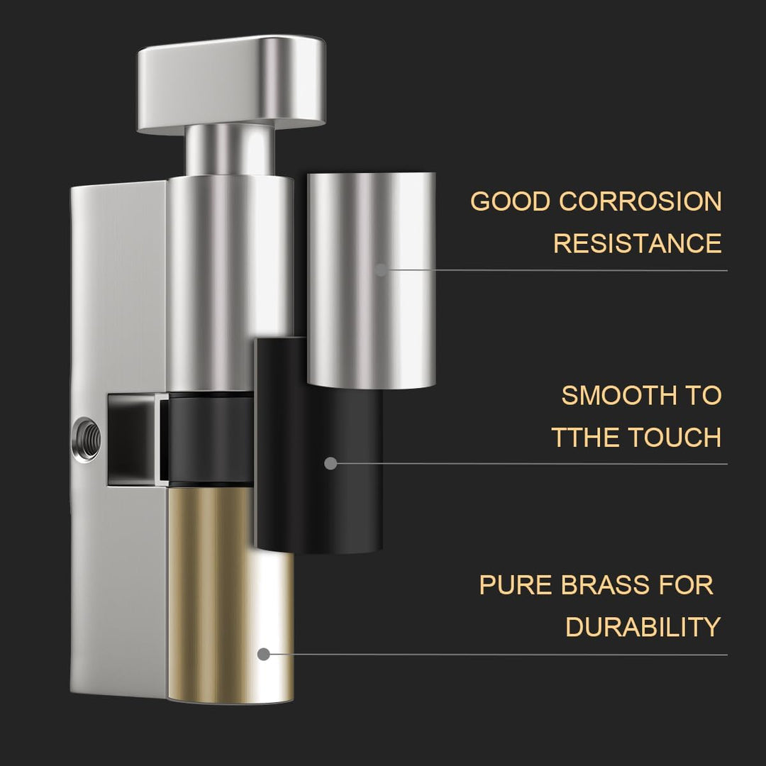 Bwintech 1 Stück 45/50Tmm Euro Messingzylinder, 95mm Knauf/Schlüsselzylinderschloss mit 5 horizontal