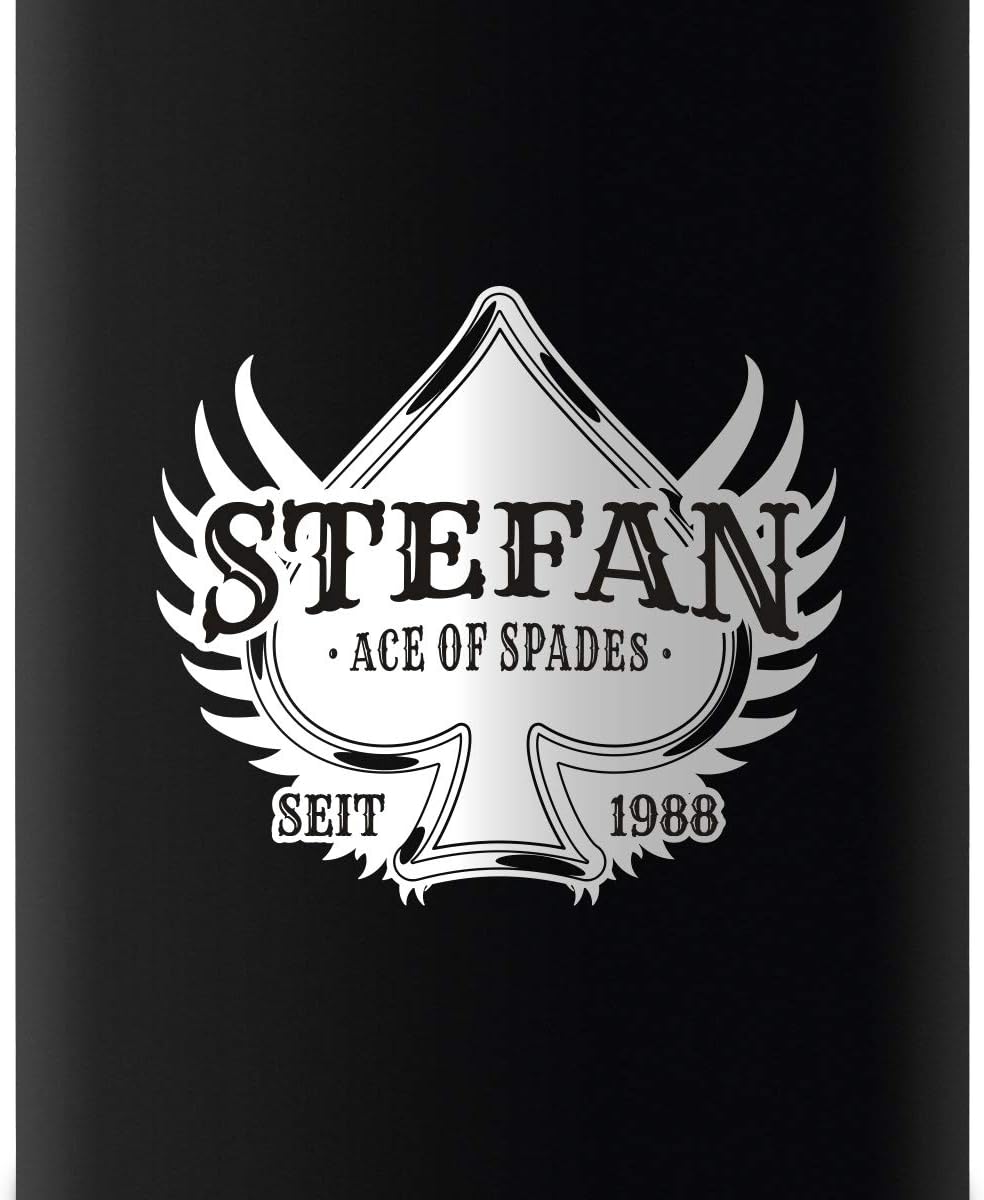 Flachmann Edelstahl Schwarz Matt 237 ml 8 oz individuelle Gravur in Silber - Ace of Spades, Ace of S