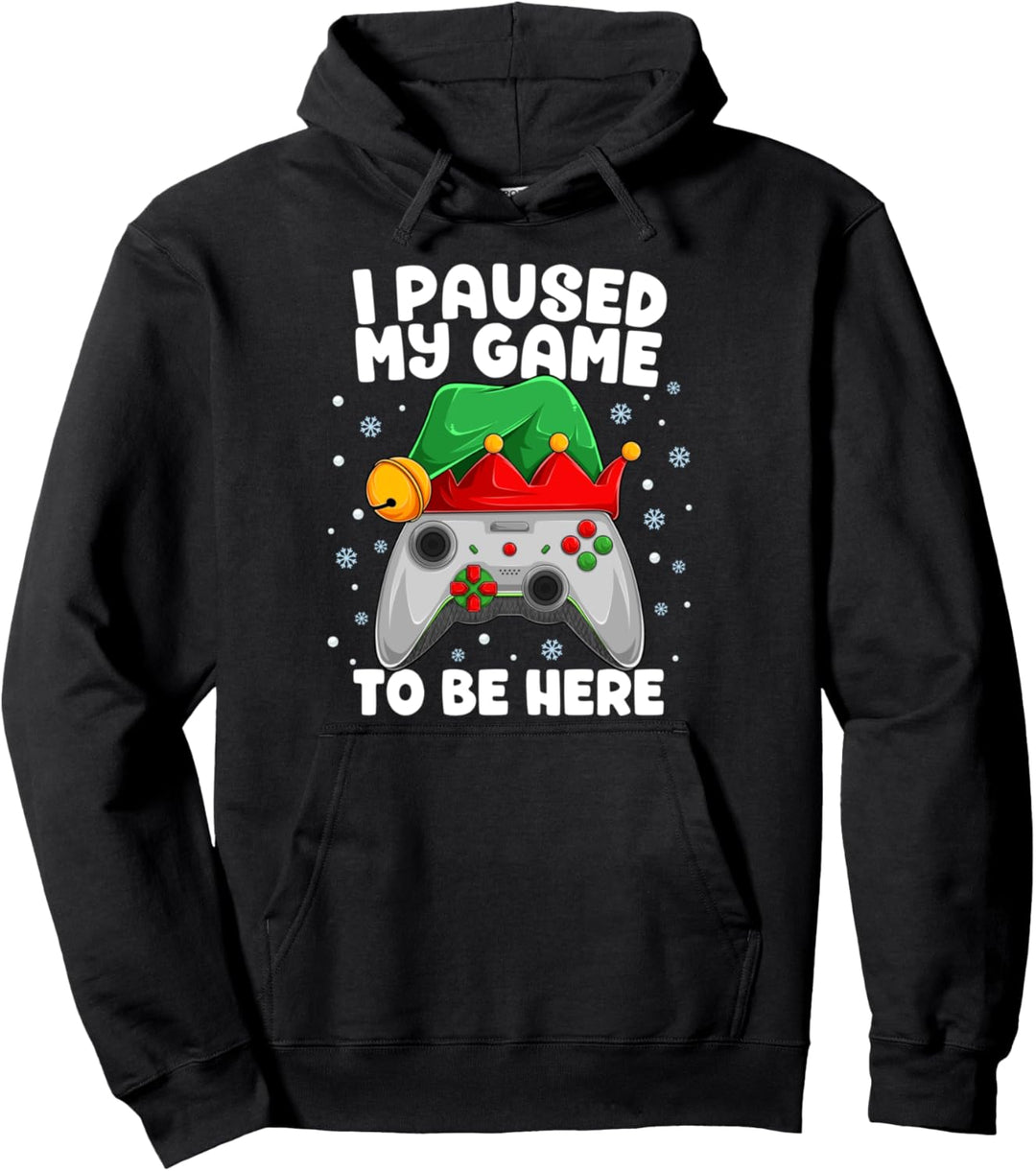 I Paused My Game Christmas Gamer Videospiele Elf Xmas Pullover Hoodie